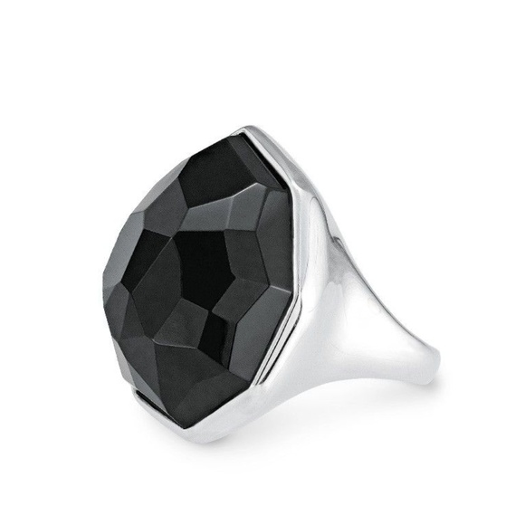 Stella & Dot | STUNNING Retired Nouvelle Black+Silver Cocktail Ring - Picture 5 of 11